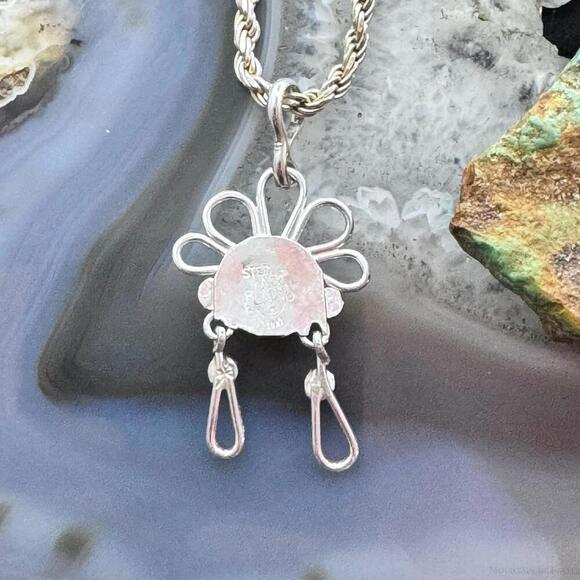 Ola Eriacho Zuni Sterling Silver Multistone Inlay Sunburst Pendant For Women - Picture 7 of 10